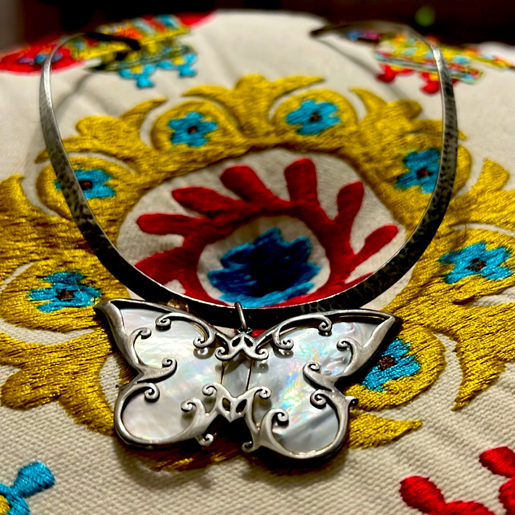 925 Mexican Sterling Silver Necklace Butterfly 200$